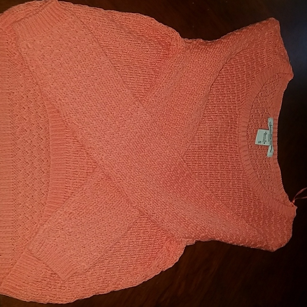Salmon pink crochet sweater